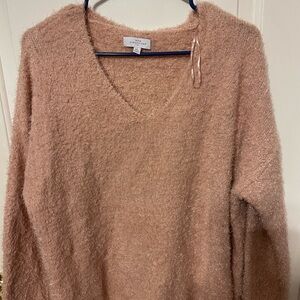 New Directions Cozy V-Neck Sweater Pink in color